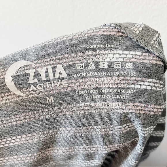 ZYIA Active Gray Nimbus Split Criss Cross Back Striped Tank Top Sz Medium EUC - Picture 7 of 7